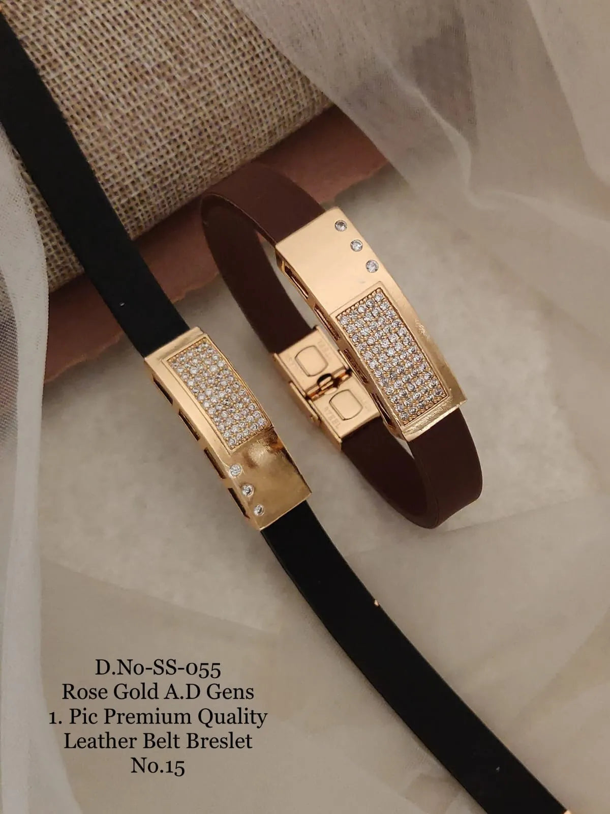 Rose Gold A.D. Gent's Premium Quality Leather Belt Bracelet