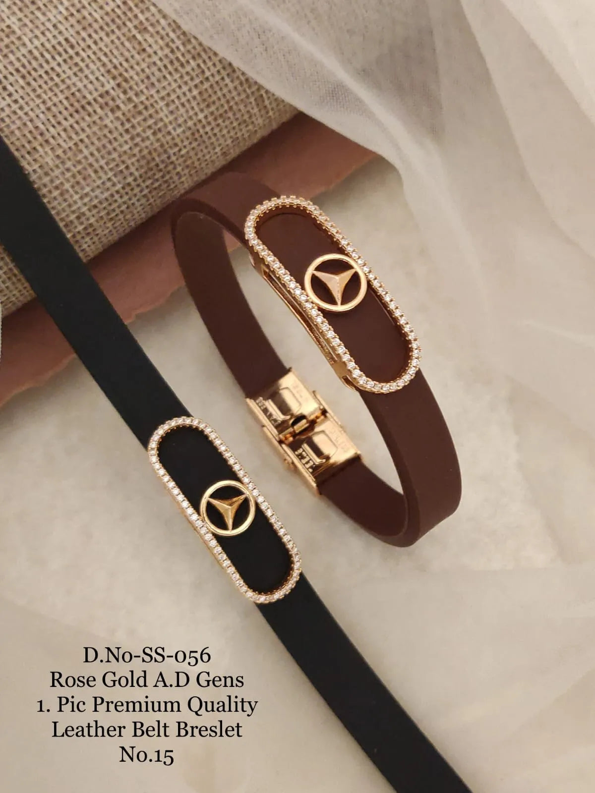 Rose Gold A.D. Gent's Premium Quality Leather Belt Bracelet