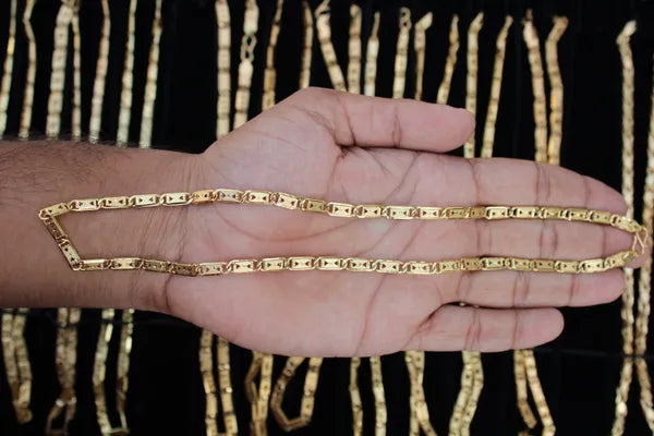 Stylish Double Triangular IGP Brass Gold Plated Nawabi Chain For Stylish Men