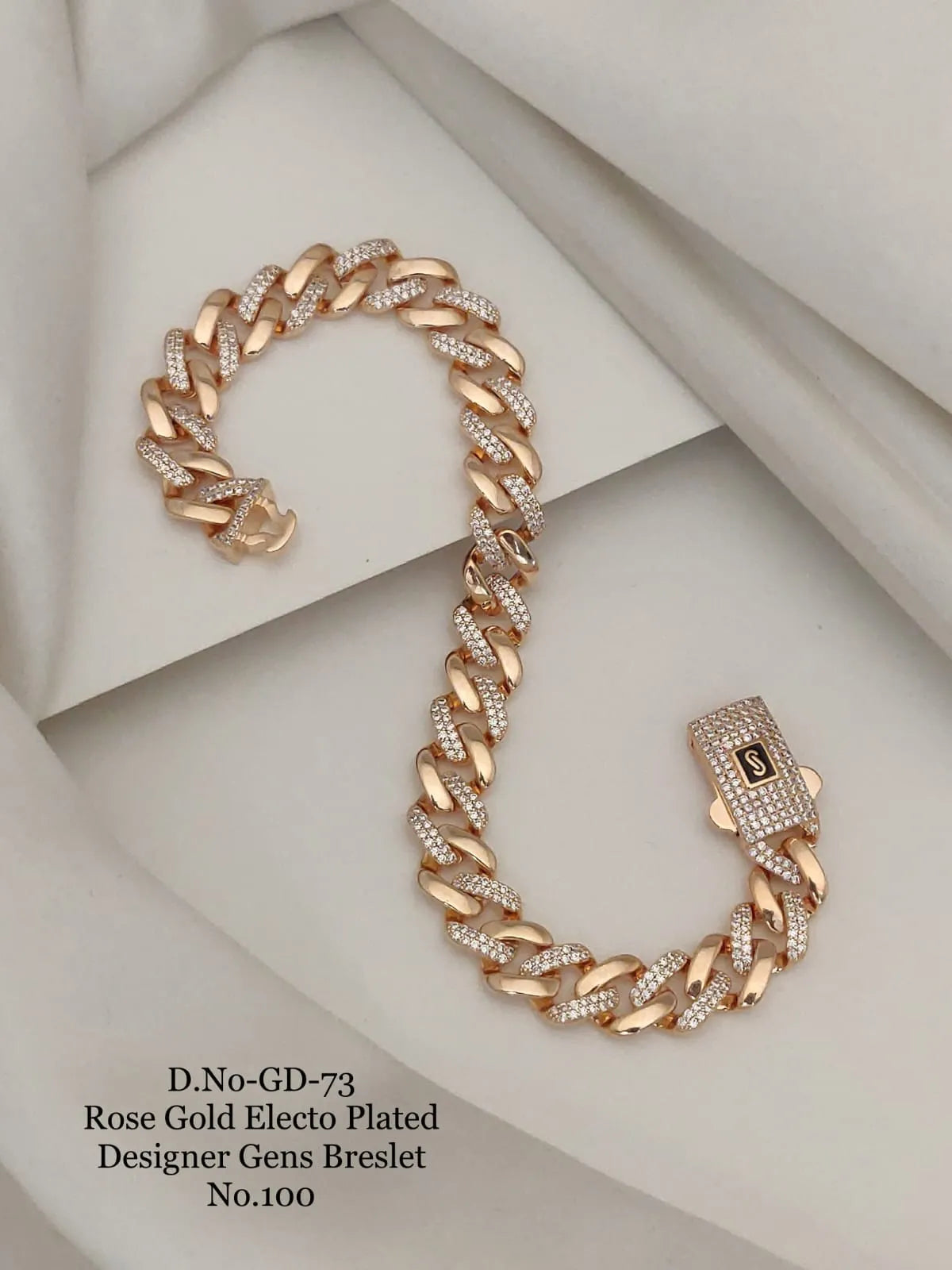 Rose Gold Electo Plated Designer Cuban Bracelet
