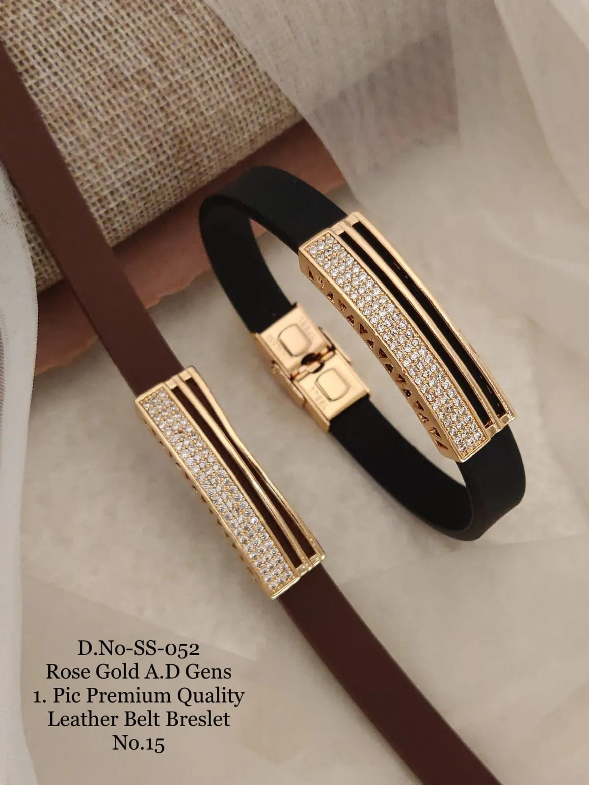 Rose Gold A.D. Gent's Premium Quality Leather Belt Bracelet