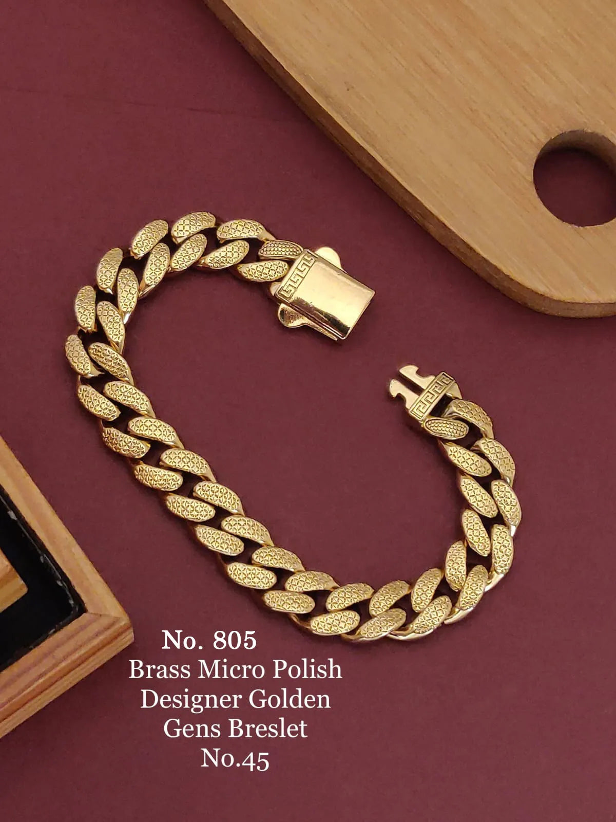 Brass Micro Polish Designer Golden Gent's Bracelet