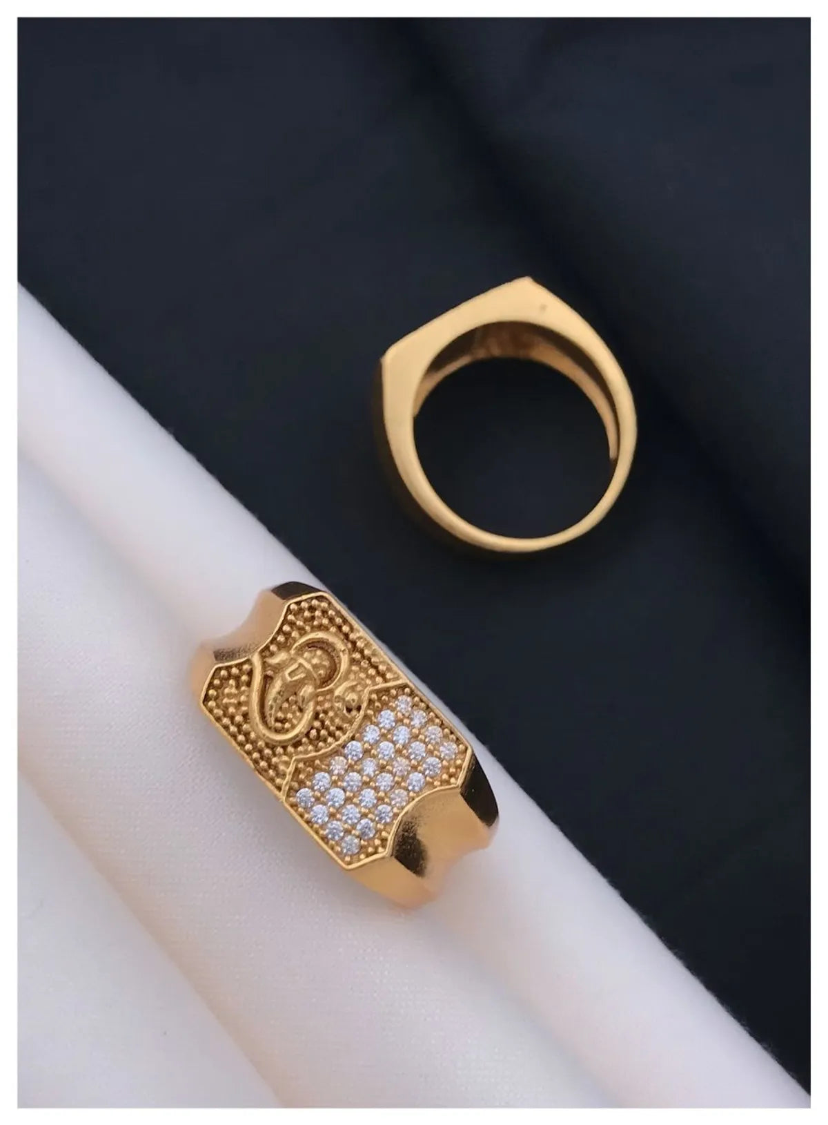 Om in Rectangular Diamond Ring for Men & Boys