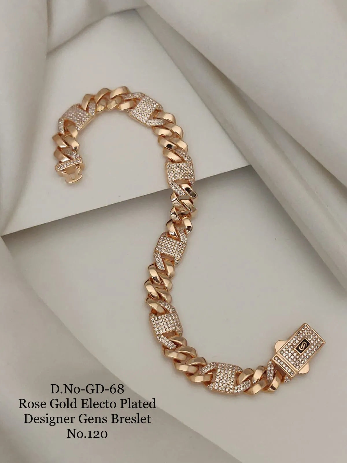 Rose Gold Electo Plated Designer Cuban Bracelet