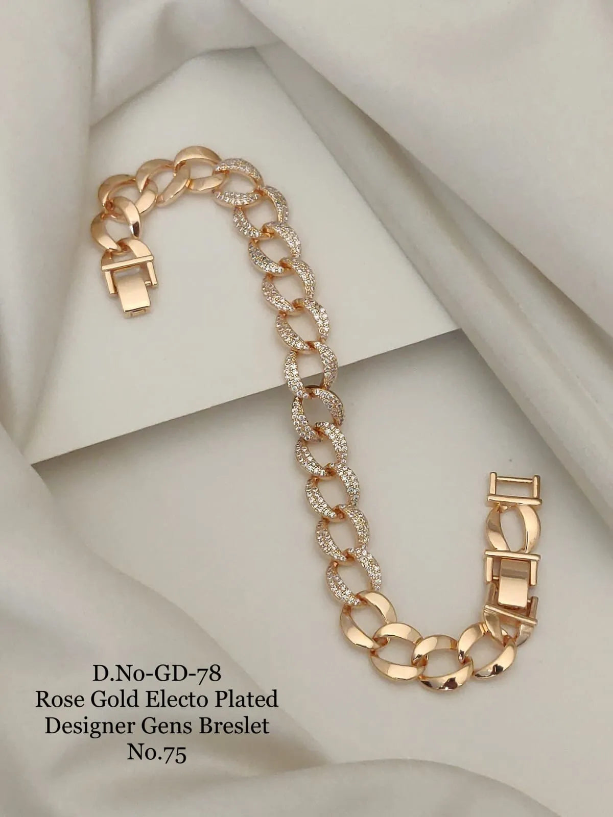 Rose Gold Electo Plated Designer Cuban Bracelet