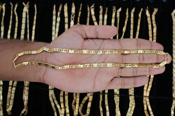 Inverted Commas Biscuit in IGP Brass Micro Gold Plated Nawabi Chain For Stylish Men