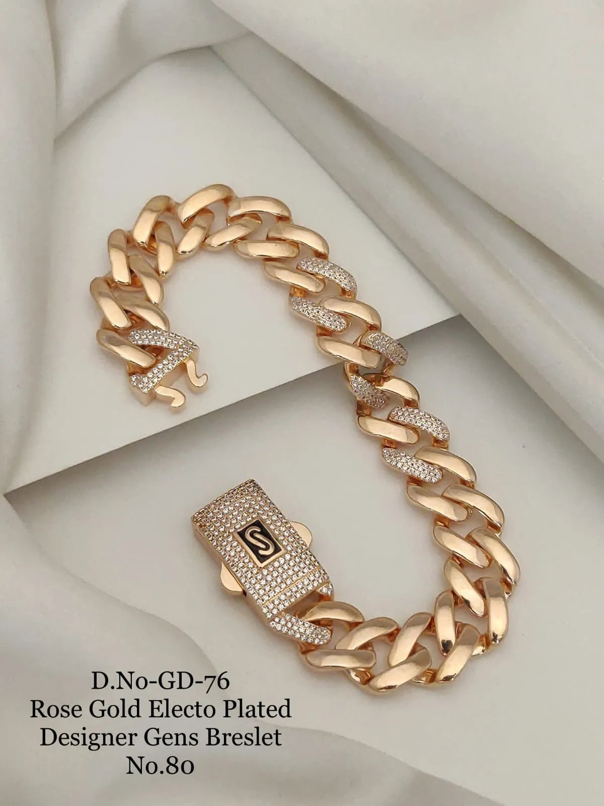 Rose Gold Electo Plated Designer Cuban Bracelet