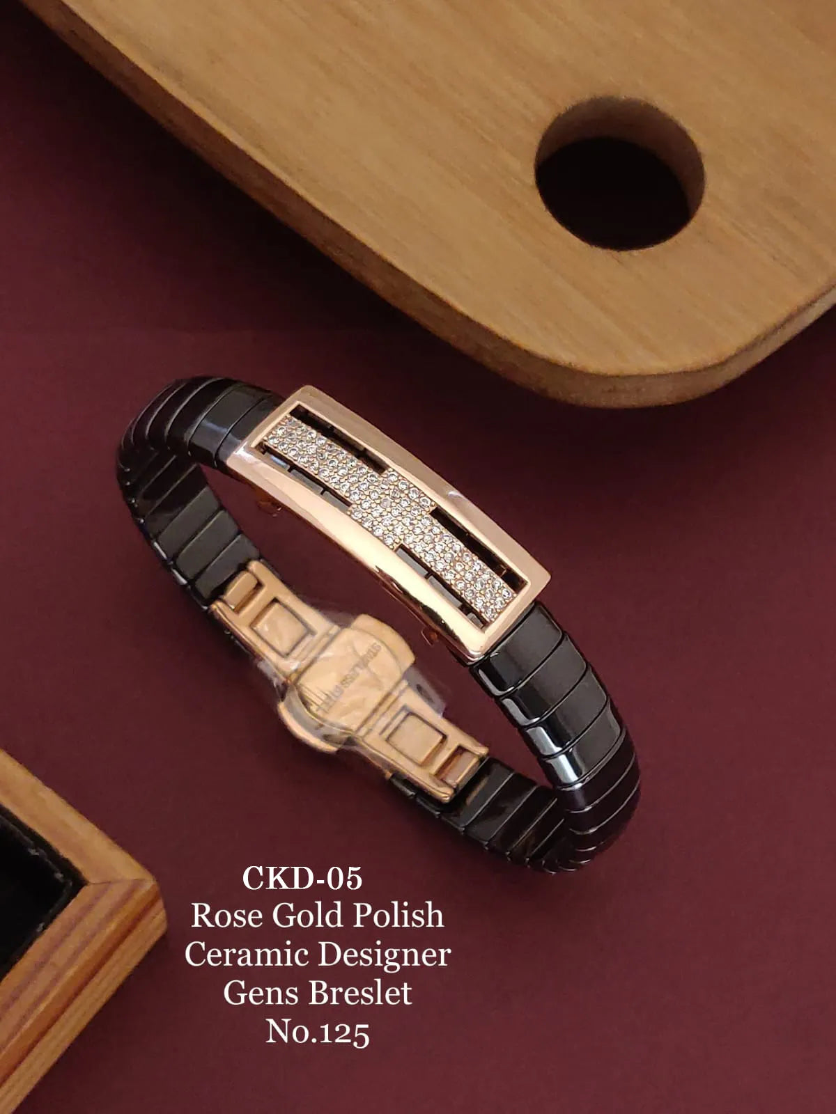 Rose Gold Polish Ceramic A.D Gent's Designer Kada