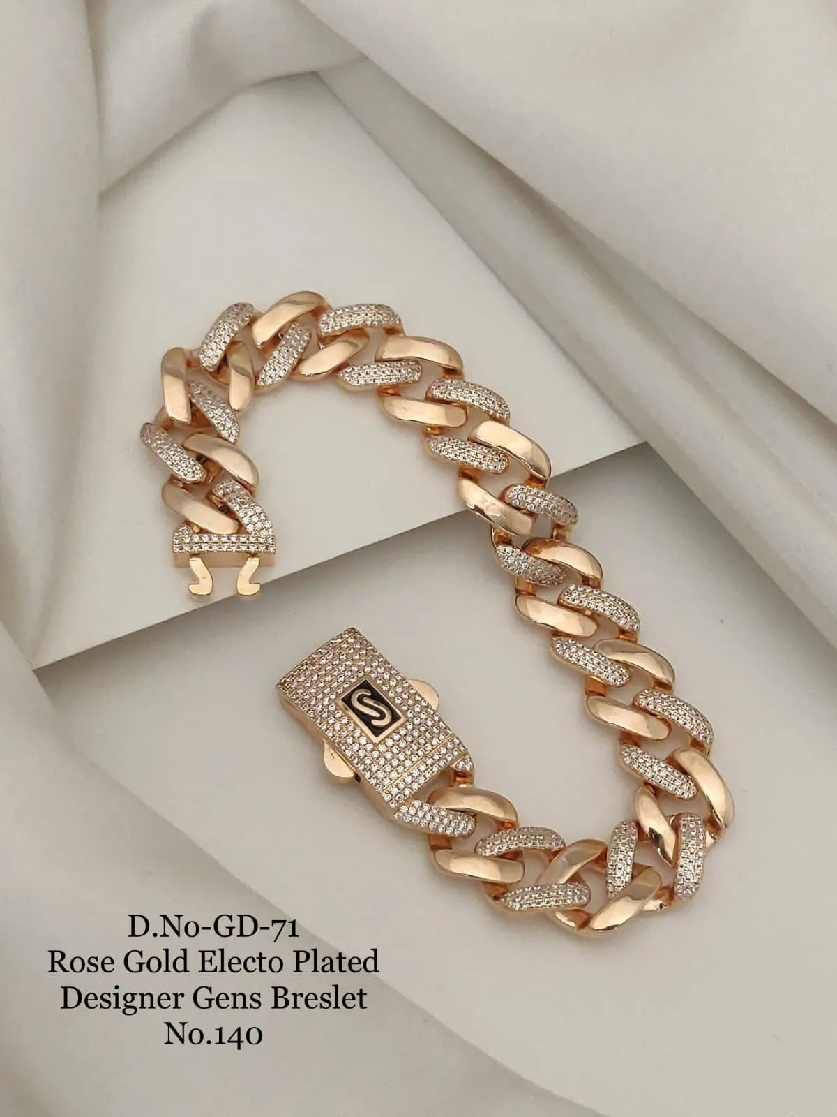 Rose Gold Electo Plated Designer Cuban Bracelet