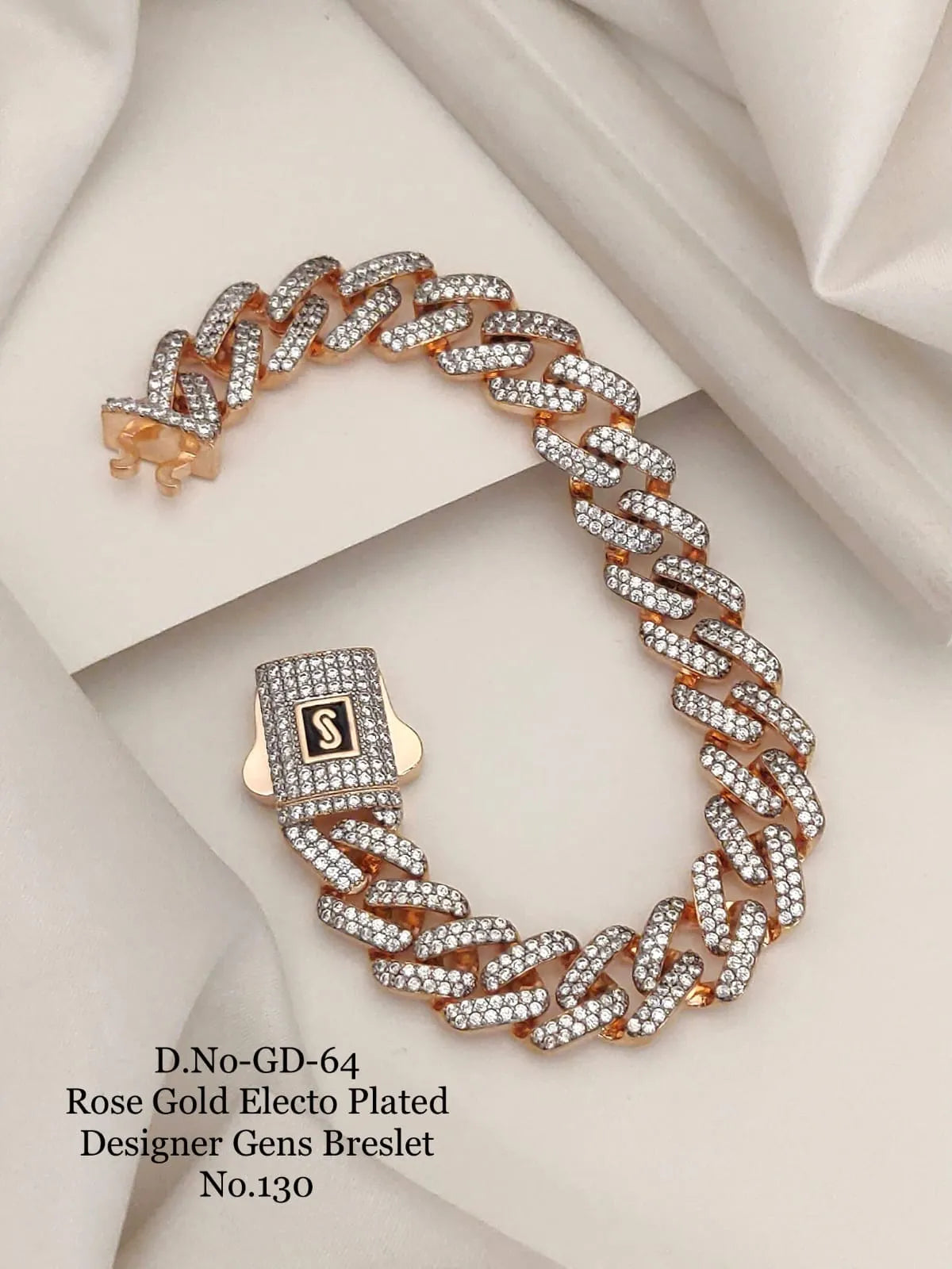 Rose Gold Electo Plated Designer Cuban Bracelet
