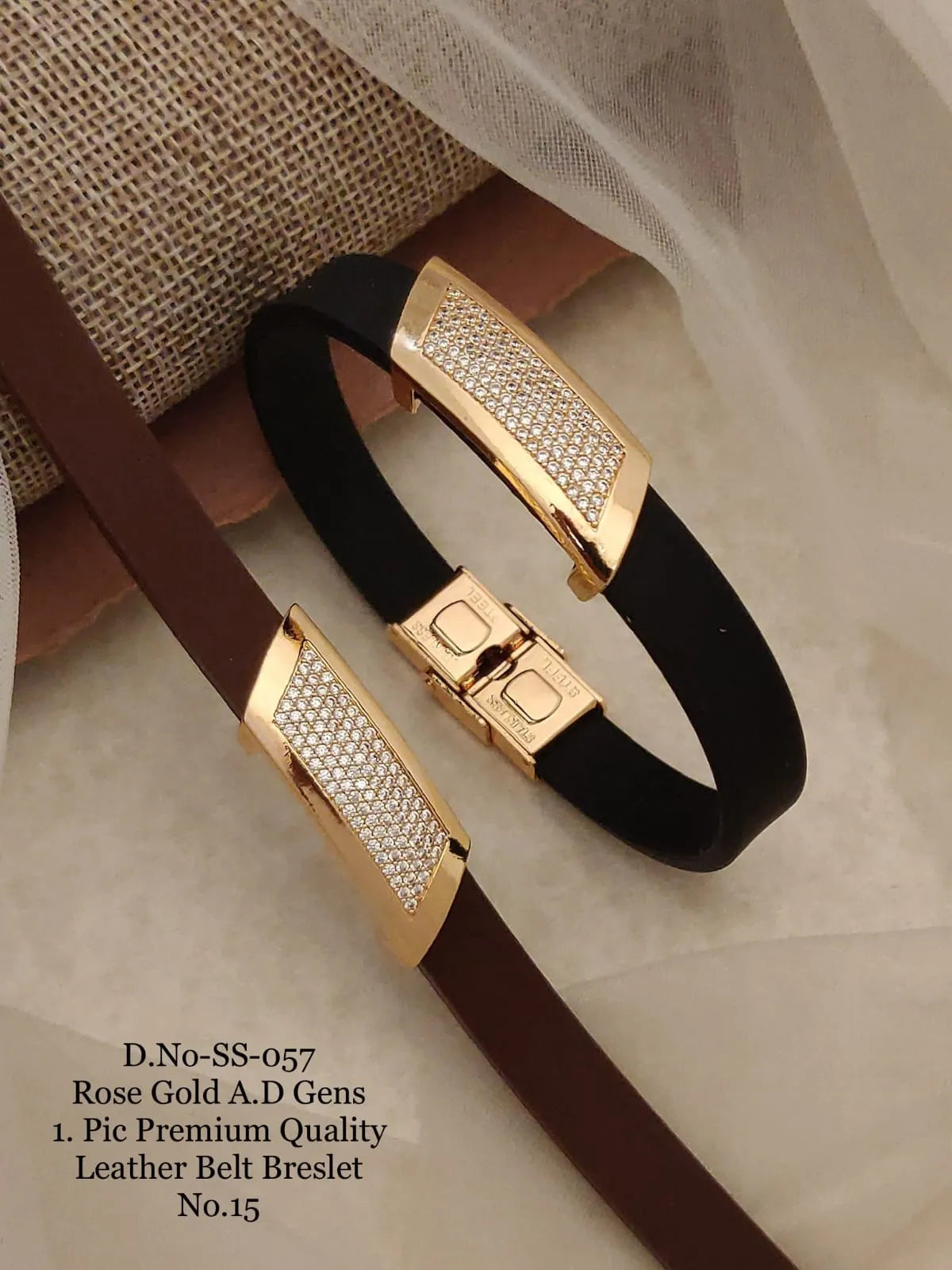 Rose Gold A.D. Gent's Premium Quality Leather Belt Bracelet