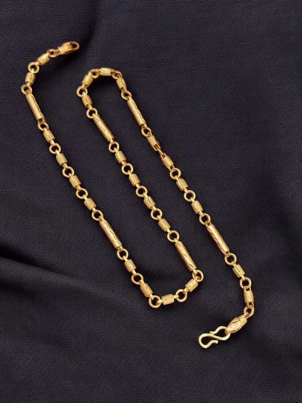 Designed Pipe with simple rings link Gold Plated Premium Waterproof Chain For Men
