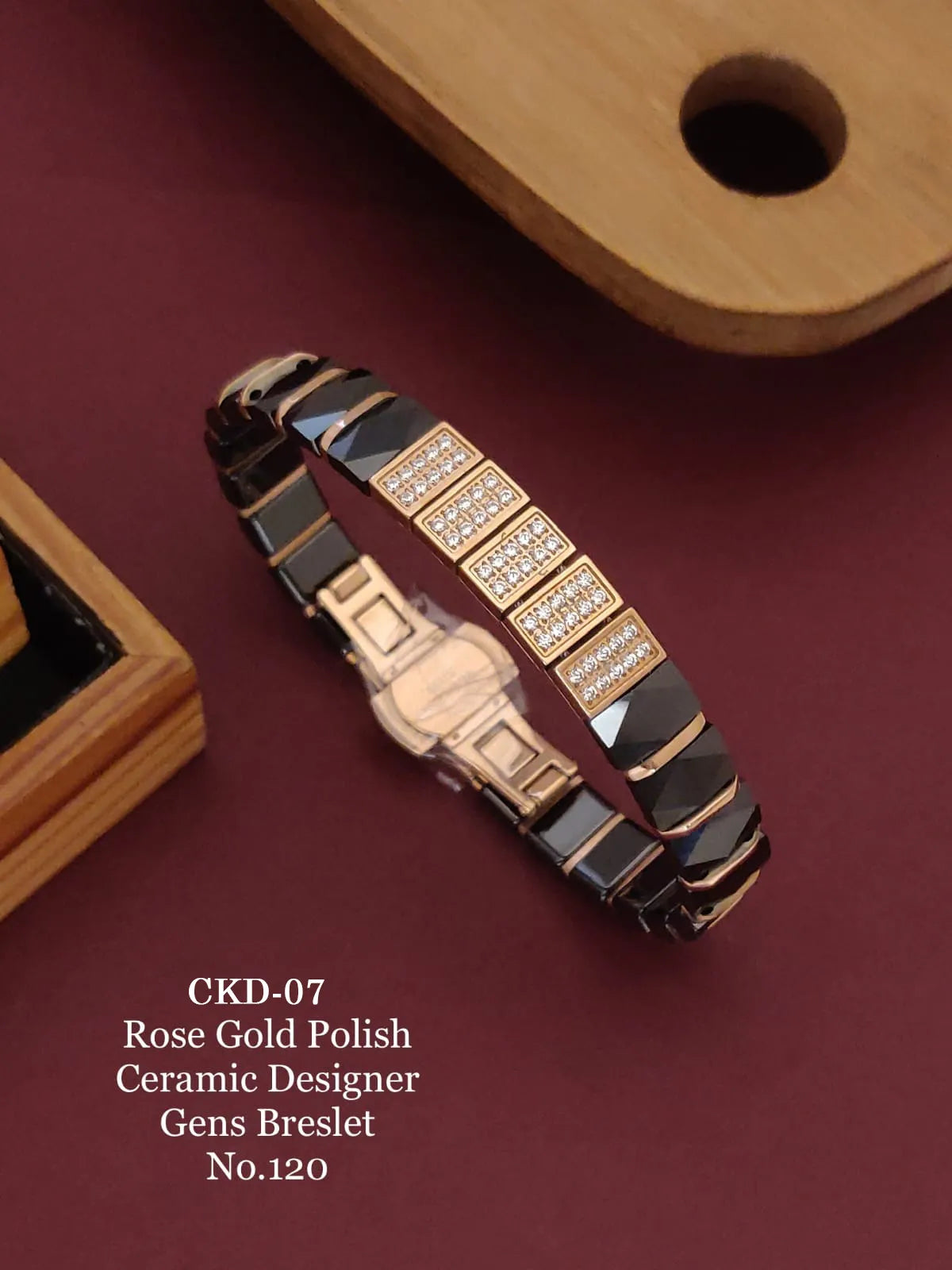 Rose Gold Polish Ceramic A.D Gent's Designer Kada