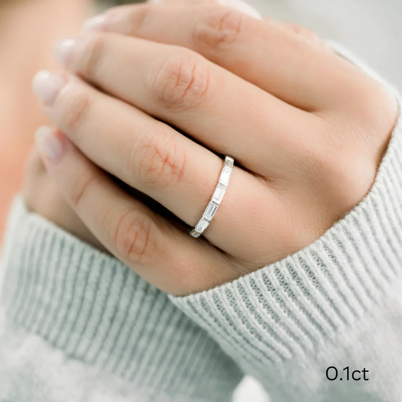 Baguette East-West Lab Grown Diamond Eternity Band, EF Color, VS Clarity, IGI certified