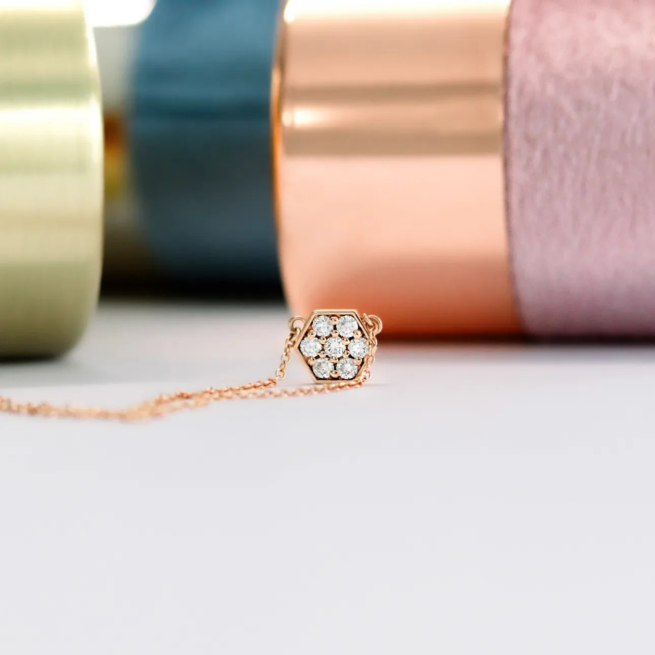 Round Lab Grown Diamond Carbon Necklace, EF Color, VS Clarity, IGI Certified