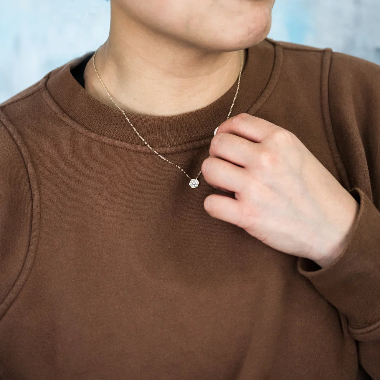 Round Lab Grown Diamond Carbon Necklace, EF Color, VS Clarity, IGI Certified