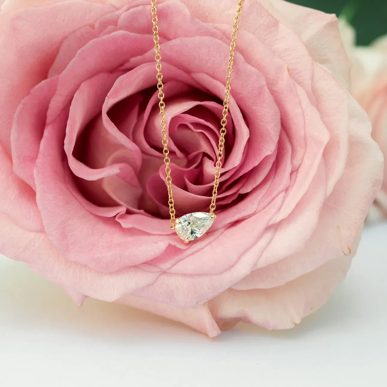 Floating Pear lab Grown Diamond Pendant With Chain, EF Color, VS Clarity