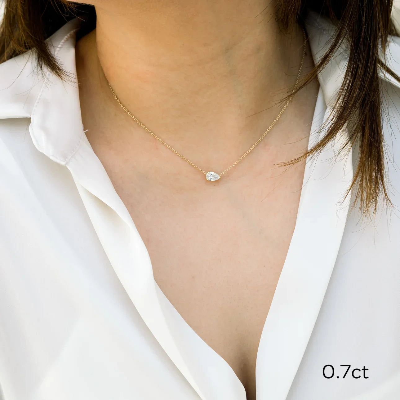 Floating Pear lab Grown Diamond Pendant With Chain, EF Color, VS Clarity