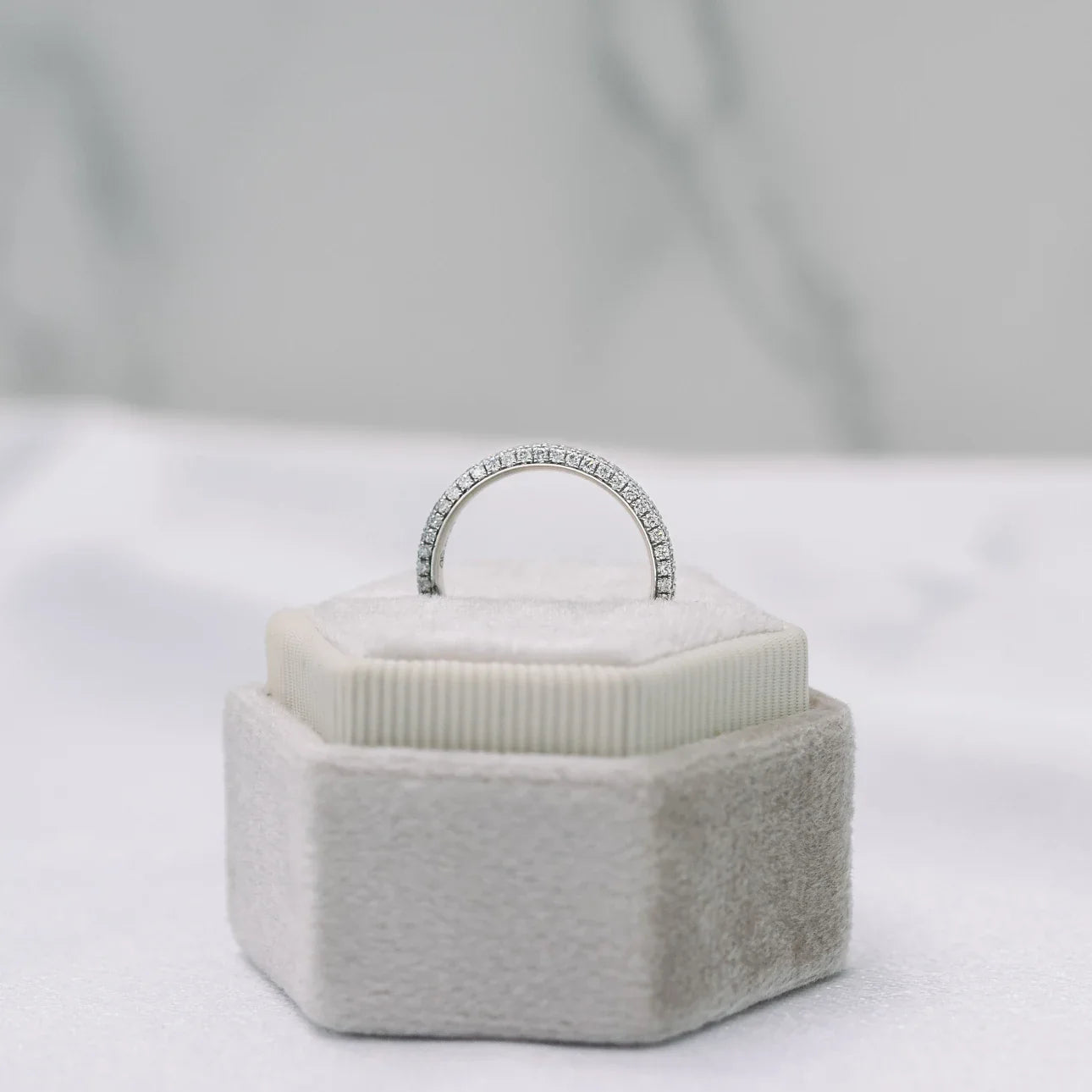 Round Lab Grown Diamond Three Sided Pave Eternity Band, EF Color, VS Clarity