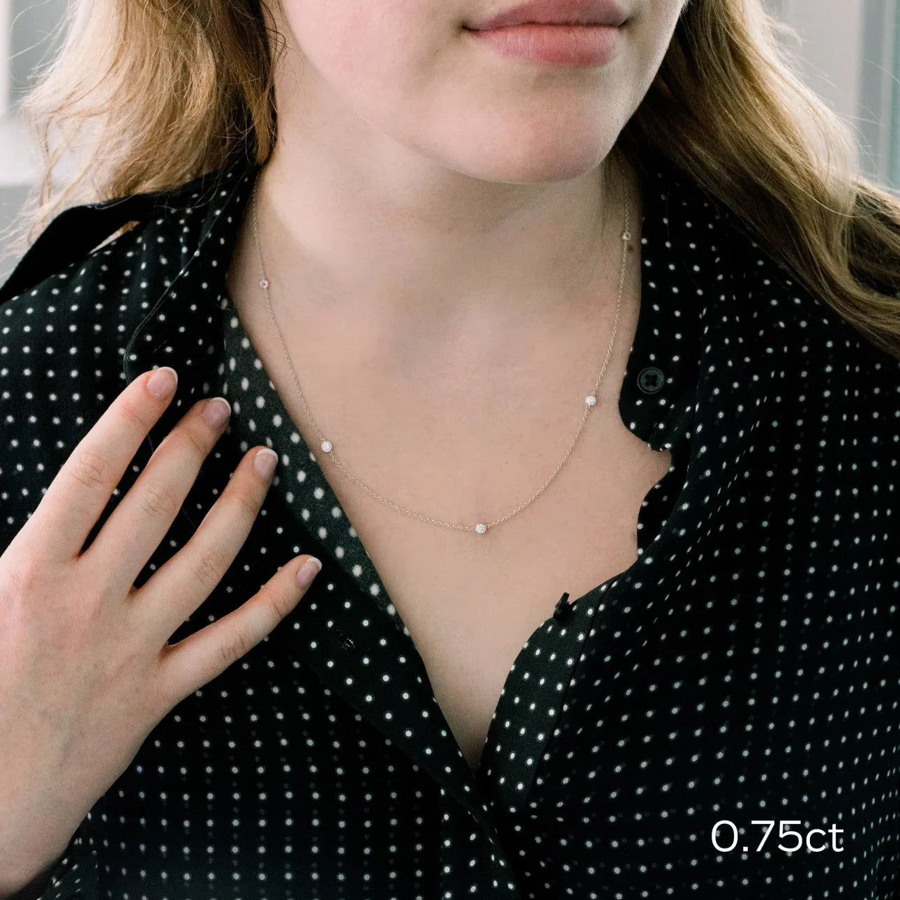 7 Round Lab Grown Diamond Floating Cosmopolitan Necklace, EF Color, VS Clarity, IGI Certified