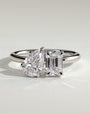 White :: Elvoria pear and emerald toi et moi lab grown diamond engagement ring IGI certified white gold