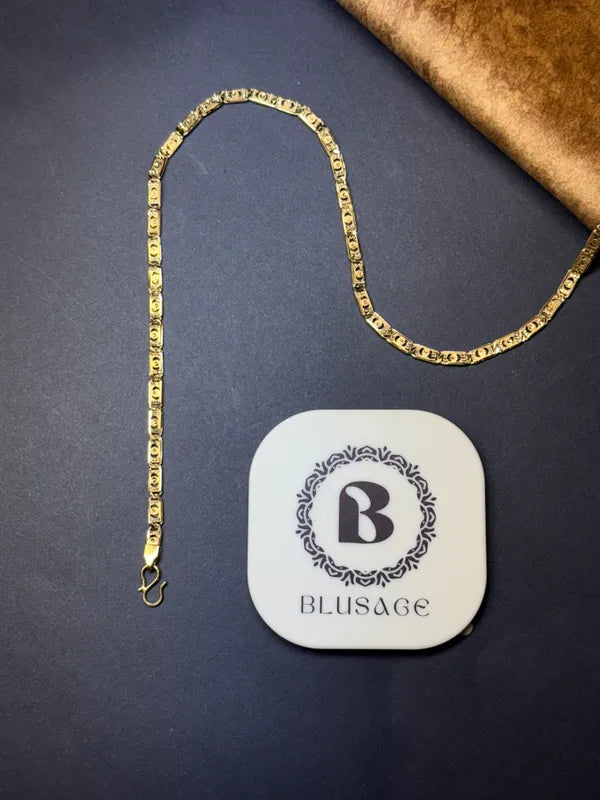 Amazing City Sign Biscuit in IGP Brass Micro Gold Plated Nawabi Chain For Stylish Men