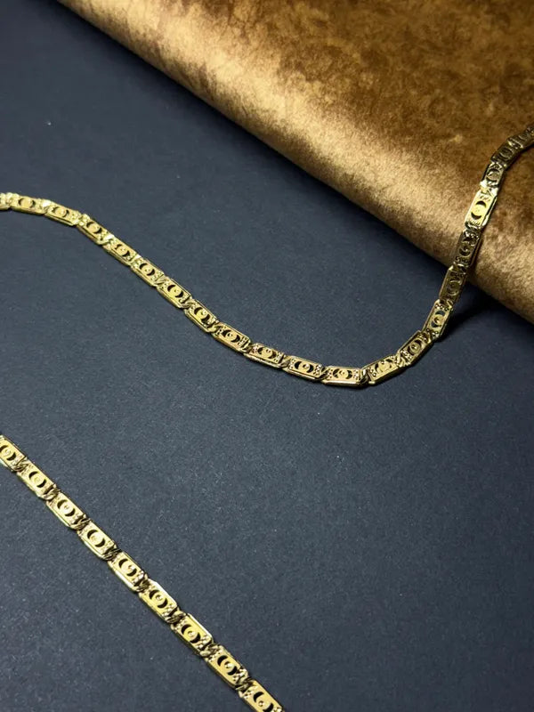 Amazing City Sign Biscuit in IGP Brass Micro Gold Plated Nawabi Chain For Stylish Men