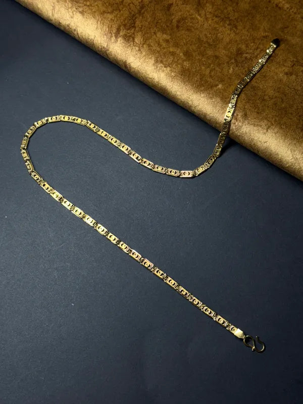 Amazing City Sign Biscuit in IGP Brass Micro Gold Plated Nawabi Chain For Stylish Men