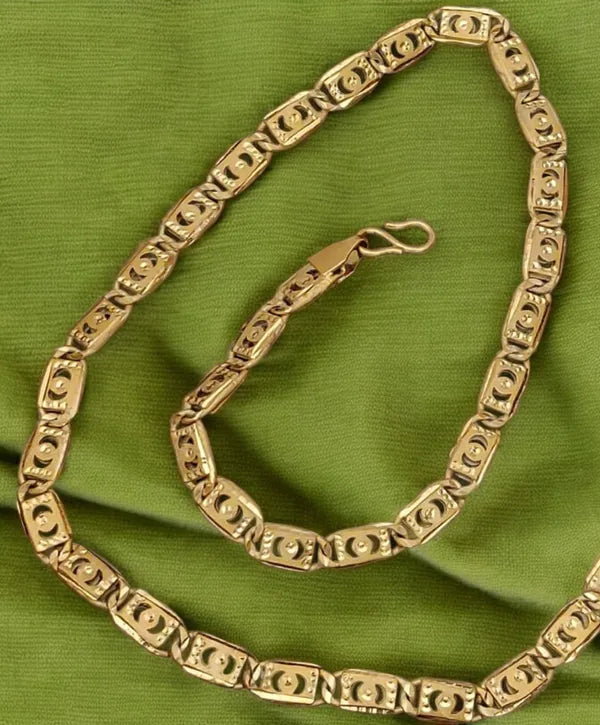 Amazing City Sign Biscuit in IGP Brass Micro Gold Plated Nawabi Chain For Stylish Men