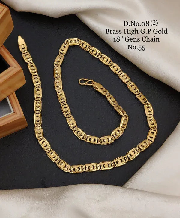 Amazing City Sign Biscuit in IGP Brass Micro Gold Plated Nawabi Chain For Stylish Men