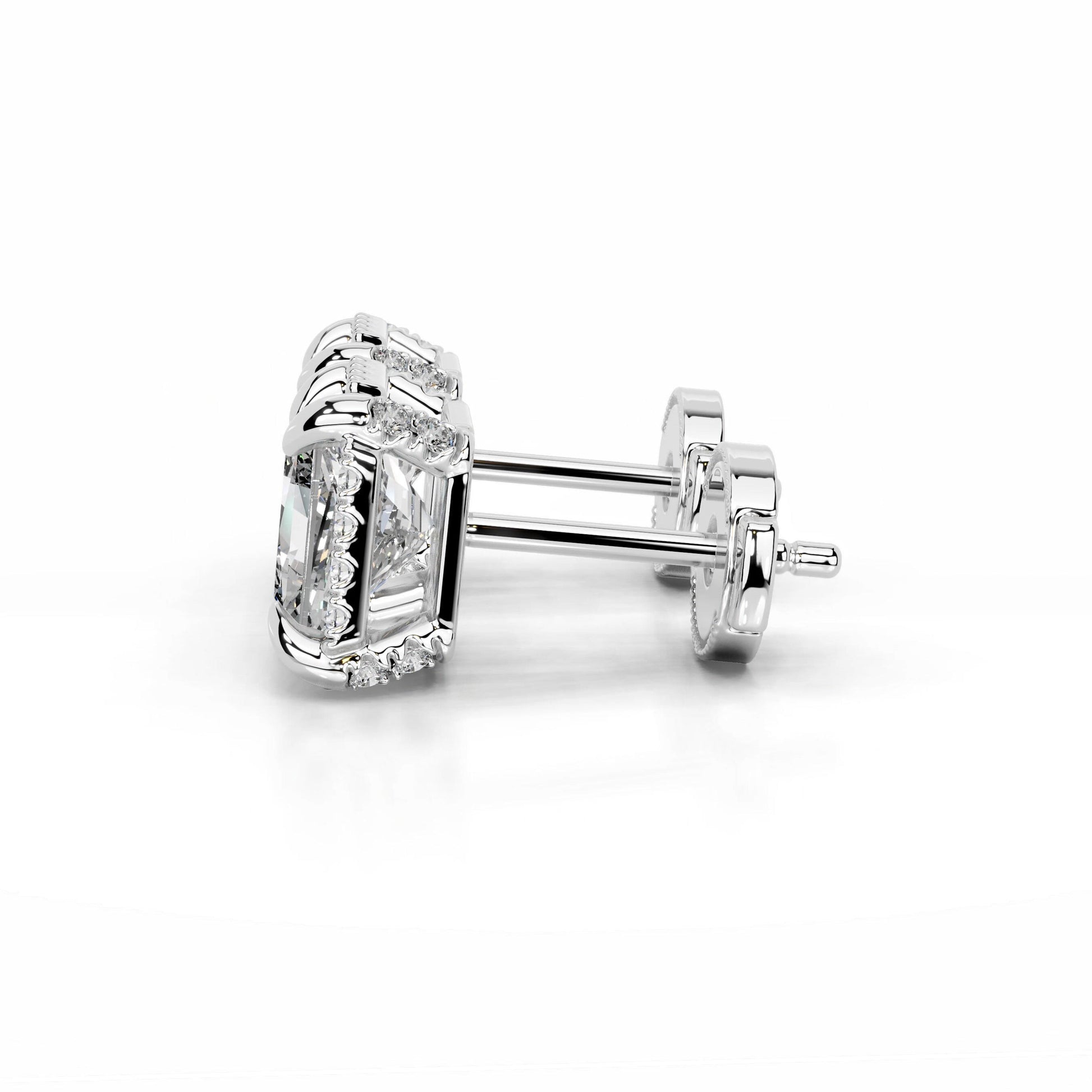 White:: princess cut halo lab grown diamond stud earrings perfect wedding and engagement jewelry crafted for maximum brilliance and shine