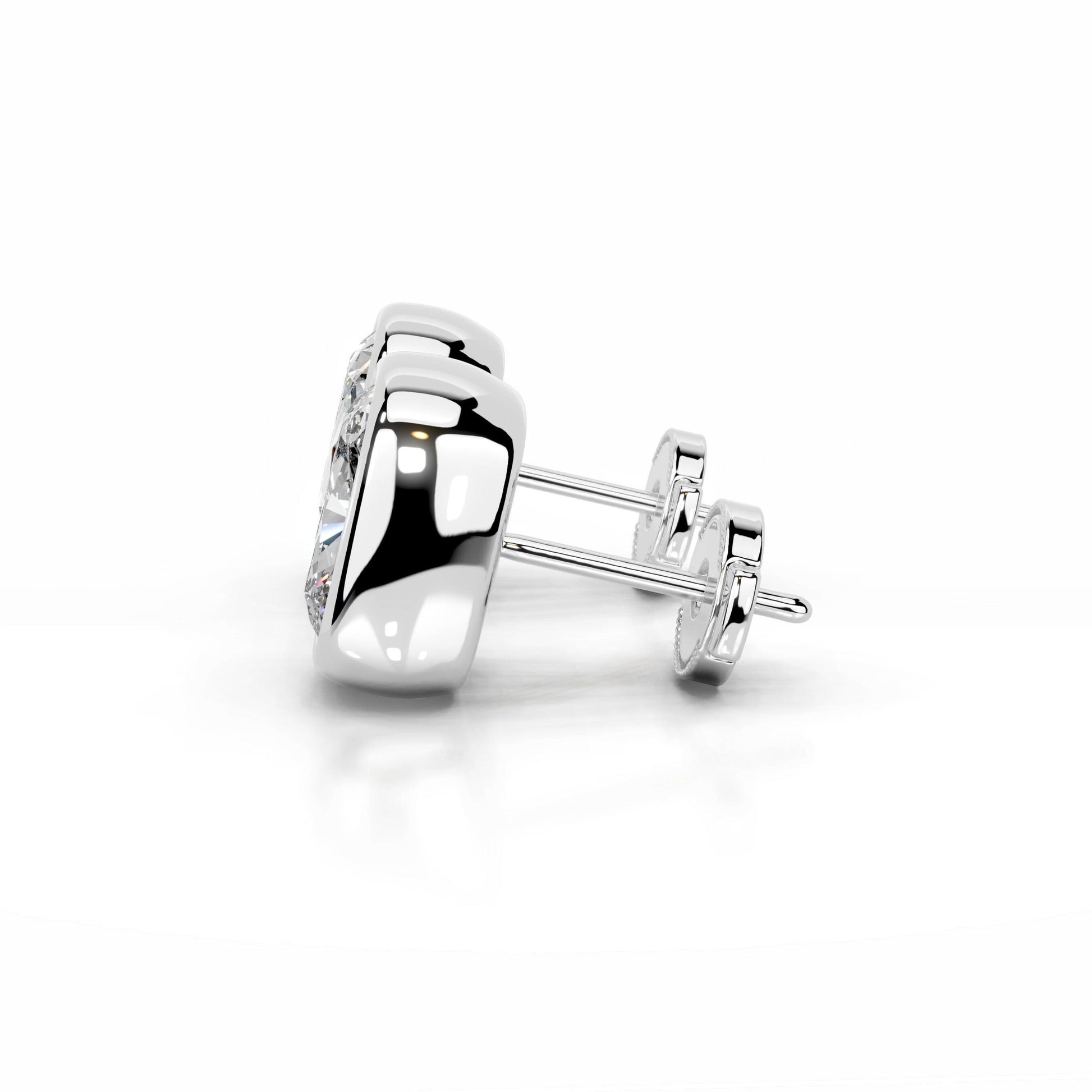 White :: cushion cut lab grown diamond earrings close up sparkle premium jewelry