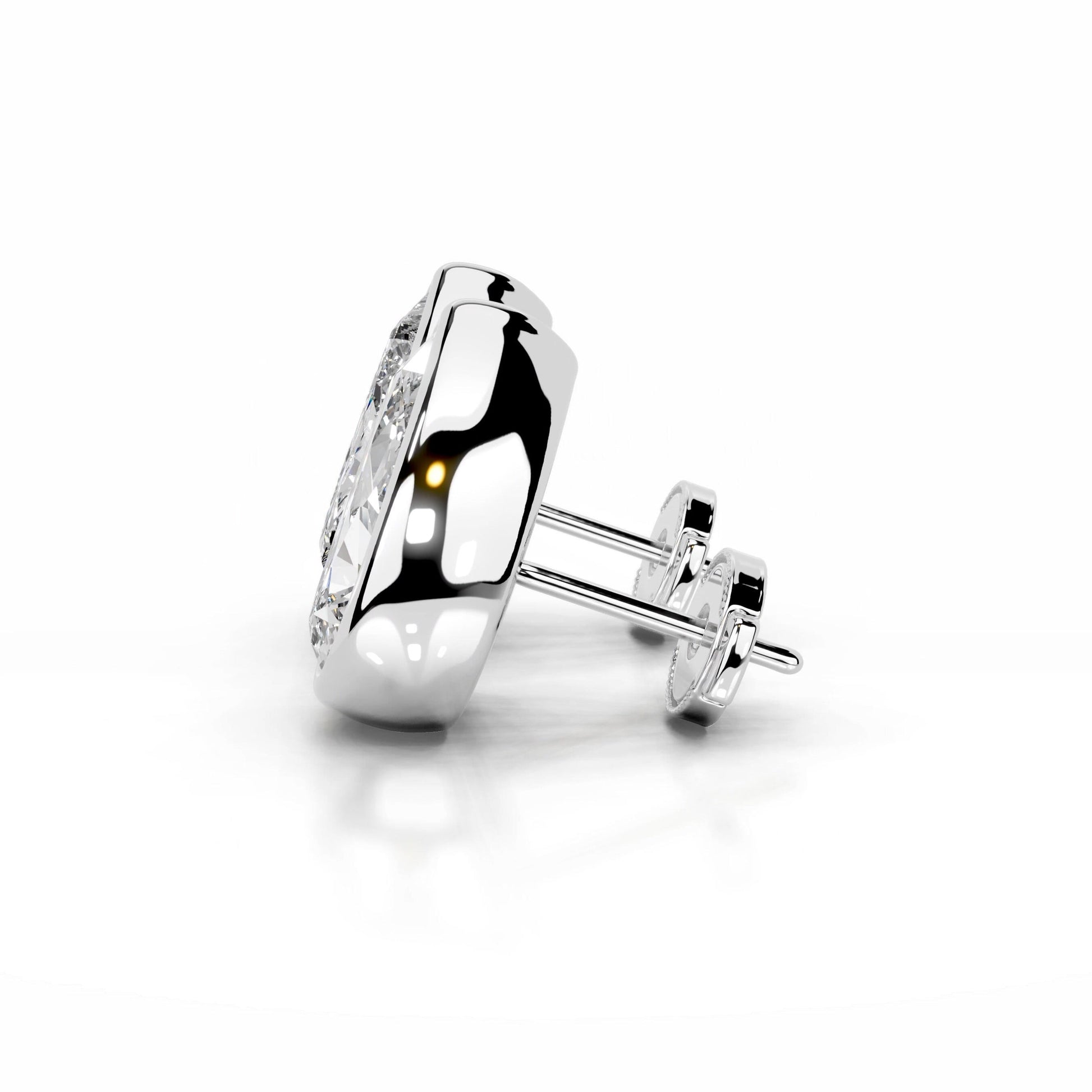 White :: pear shape lab grown diamond earrings high sparkle close up view