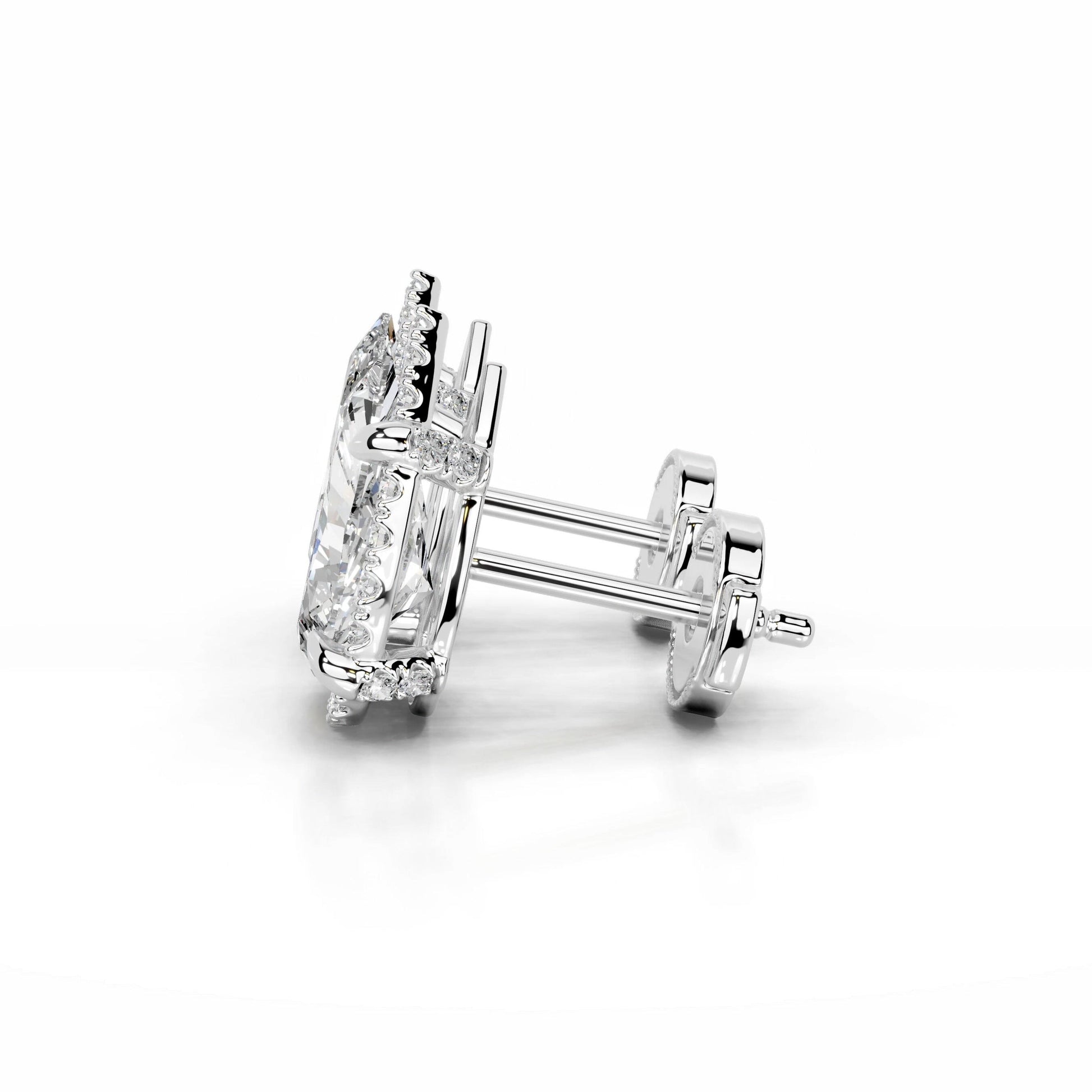 White:: pear shape halo lab grown diamond stud earrings IGI certified fine jewelry for women designer diamond earrings for women