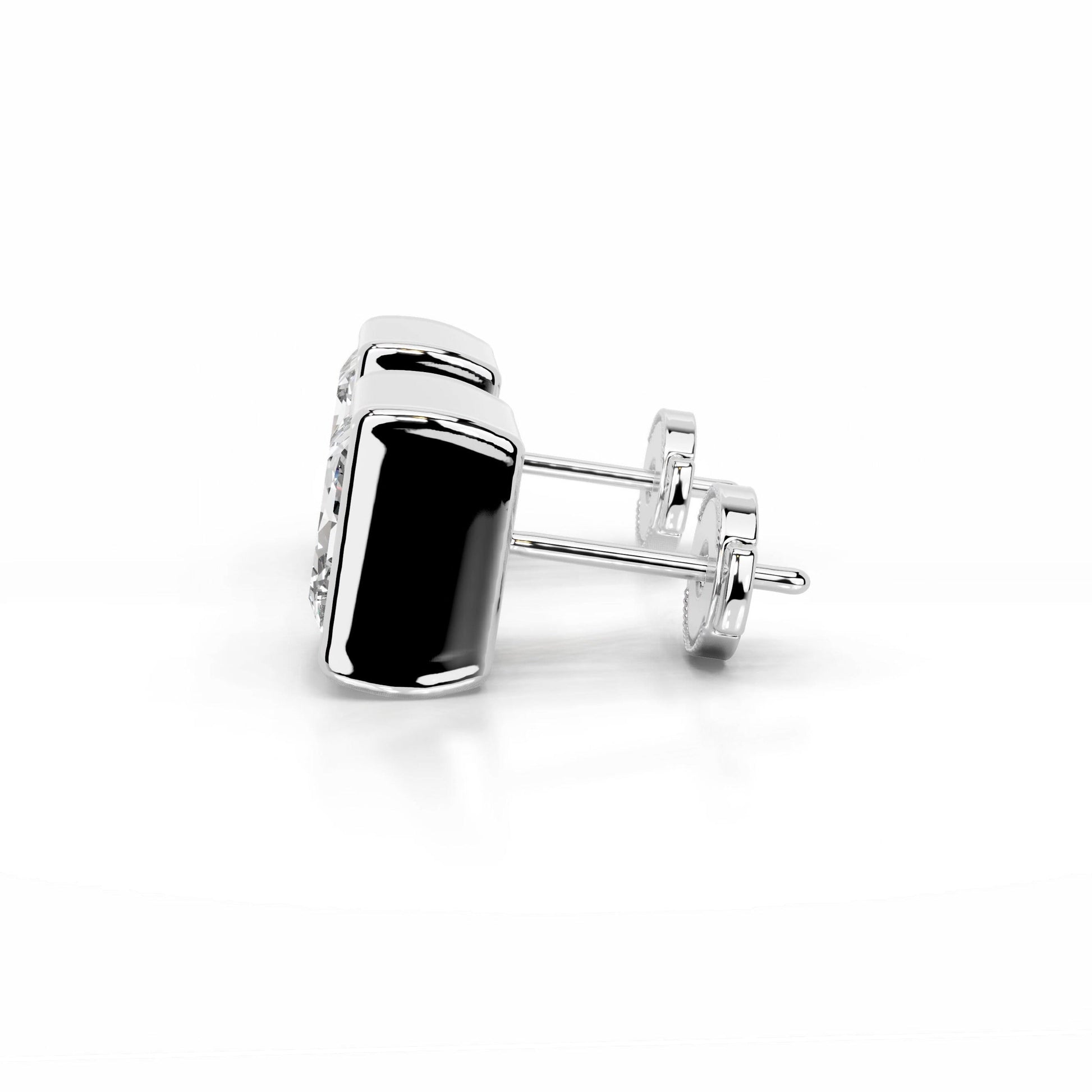 White :: princess cut lab grown diamond earrings close up sparkle premium jewelry