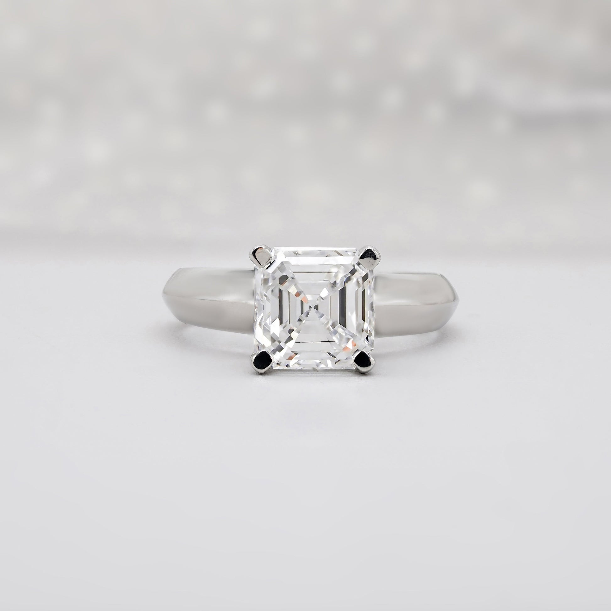 Asscher 2.00ct Lab Grown Diamond Engagement Ring | Halo Pave Setting | IGI Certified | White Gold | D-E-F Color | VVS-VS Clarity