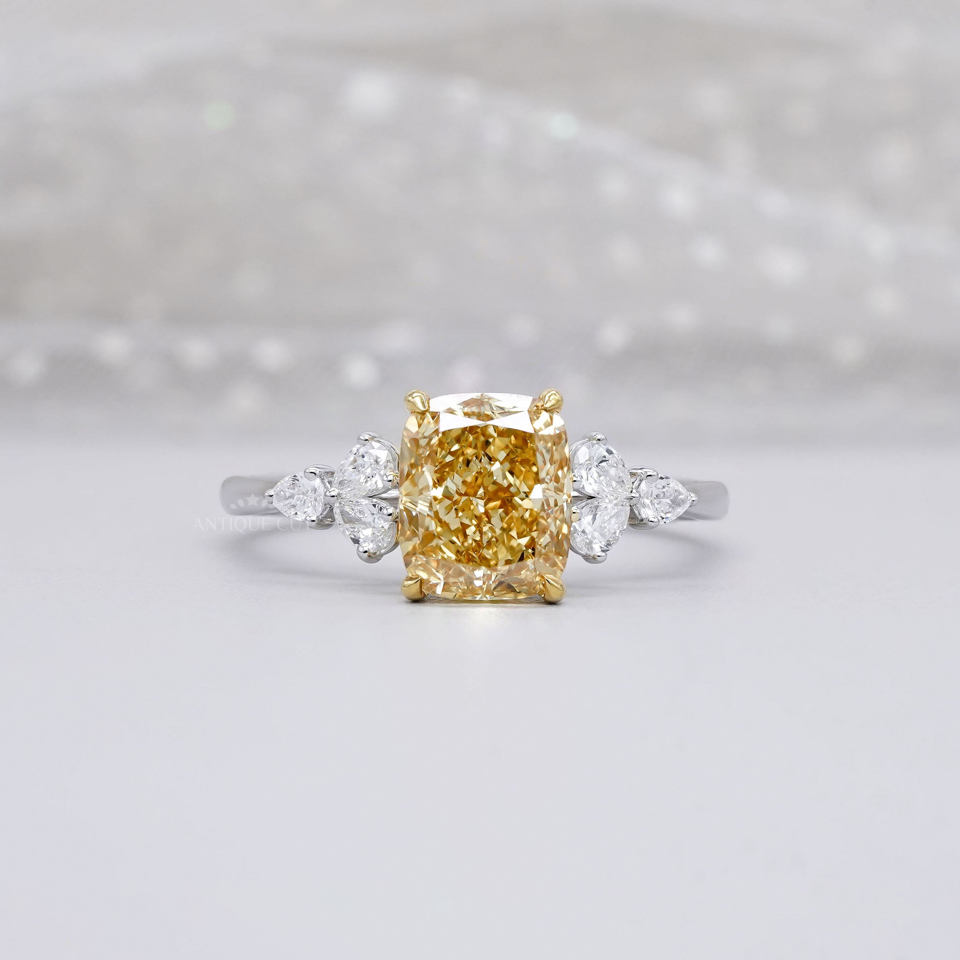 Cushion 3.20tcw Lab Diamond Engagement Ring | 2.5ct Center | IGI Certified | VVS–VS | White Gold