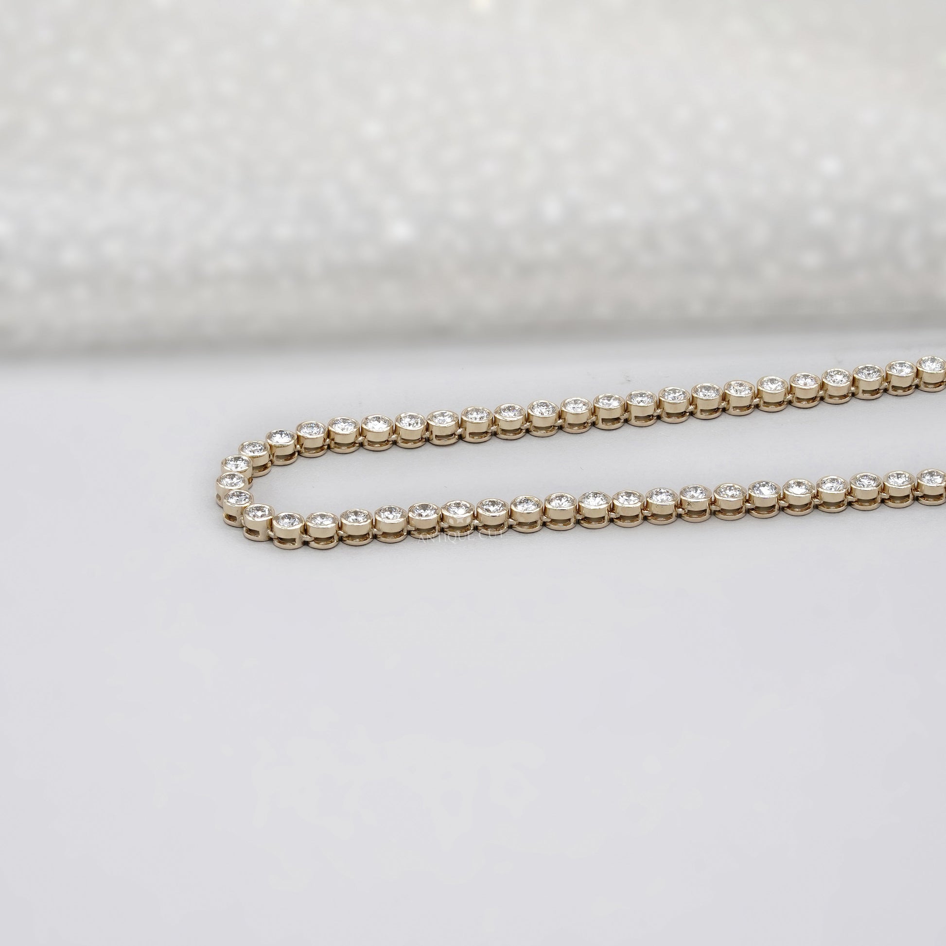 7.50tcw Diamond Tennis Necklace | Bezel Set Round Brilliant Diamonds in 14K Gold | Classic Dainty Tennis Chain | Gift for Her