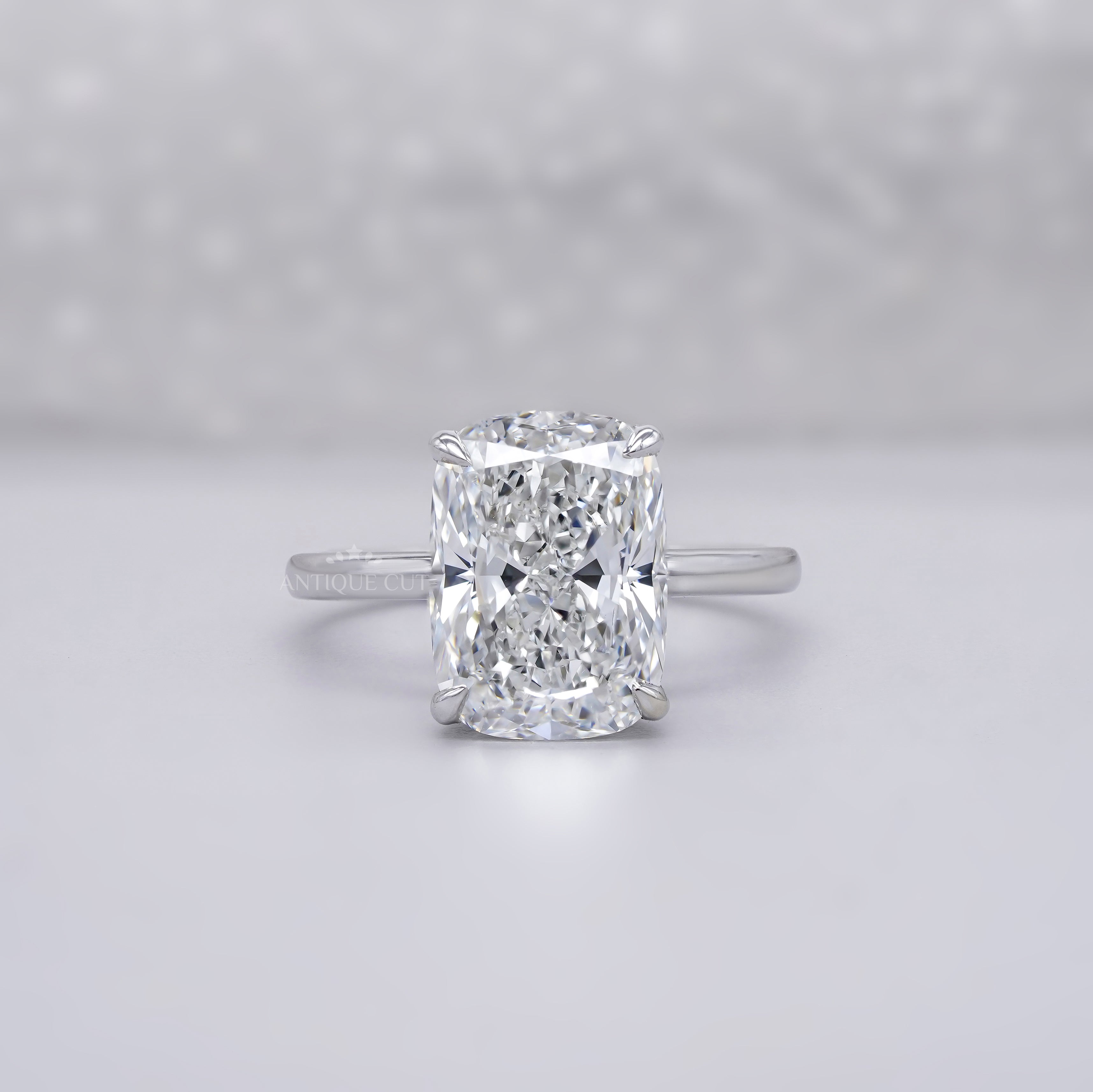 Elongated Cushion 7.00ct Lab Grown Diamond Solitaire Ring in White Gold | IGI Certified