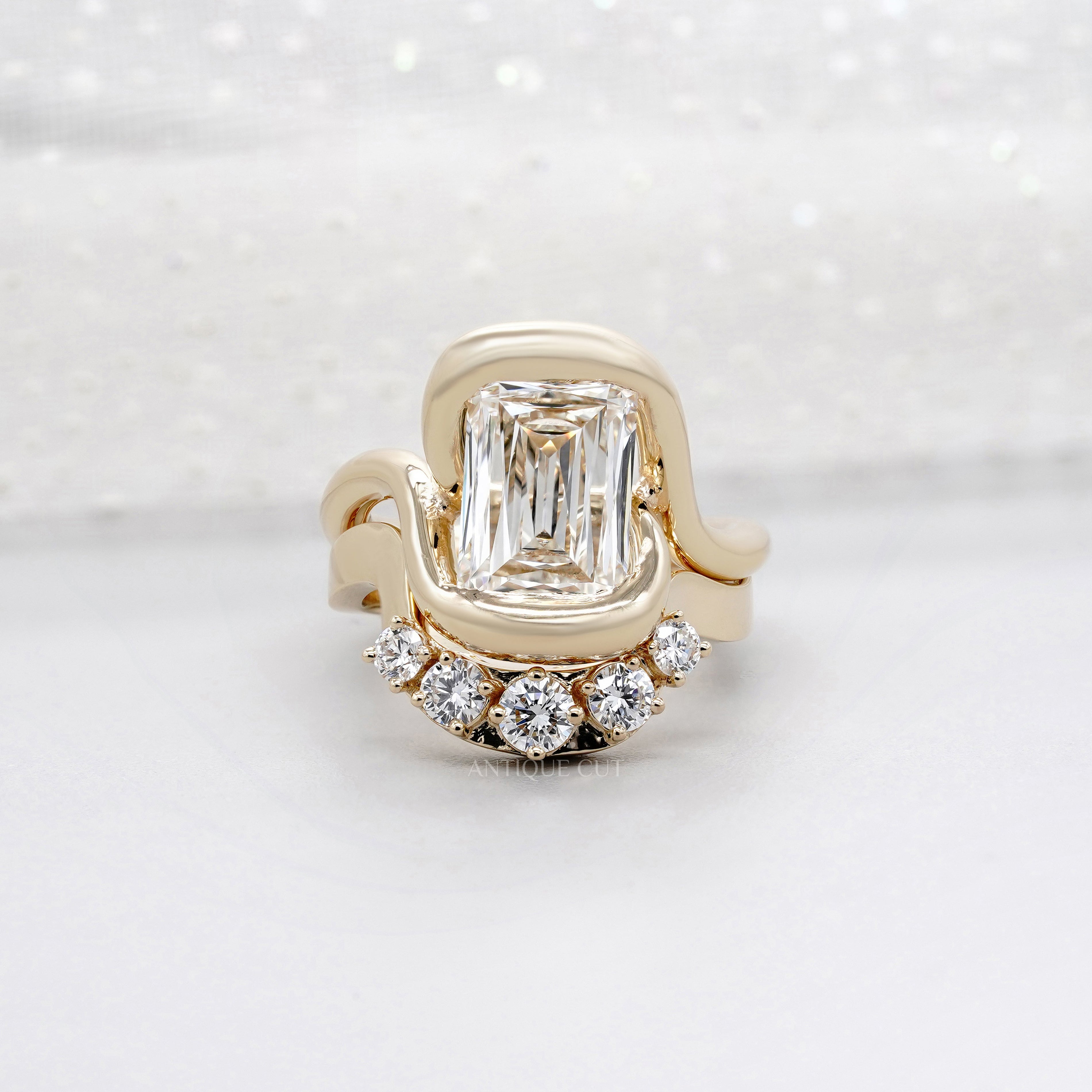 Emerald 6.70tcw Lab Grown Diamond Criss-Cut Engagement Ring | IGI Certified