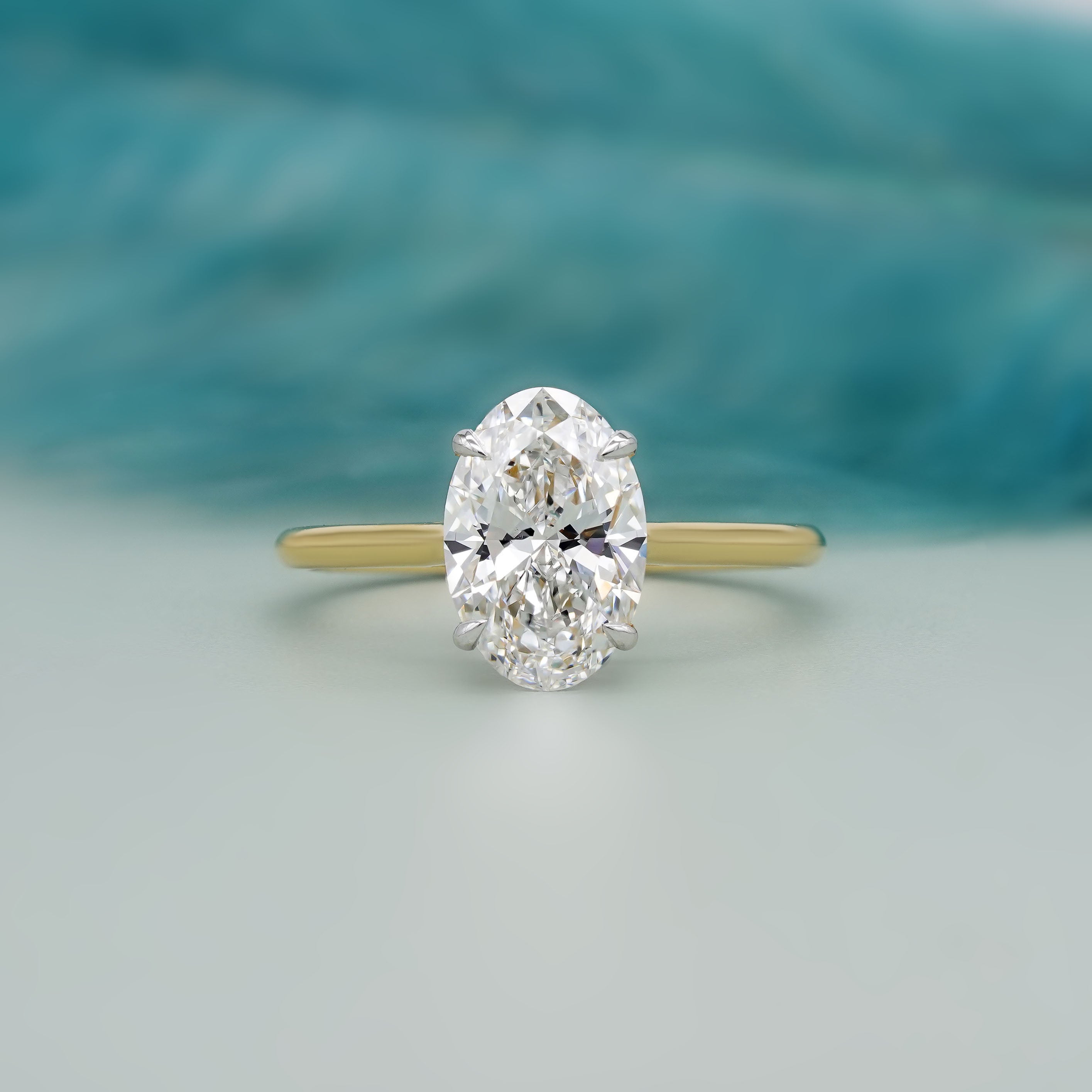 Oval Cut 2.00ct Lab Grown Diamond Solitaire | Two-Tone Gold Engagement Ring | VVS-VS Clarity | IGI Certified | D-E-F Color