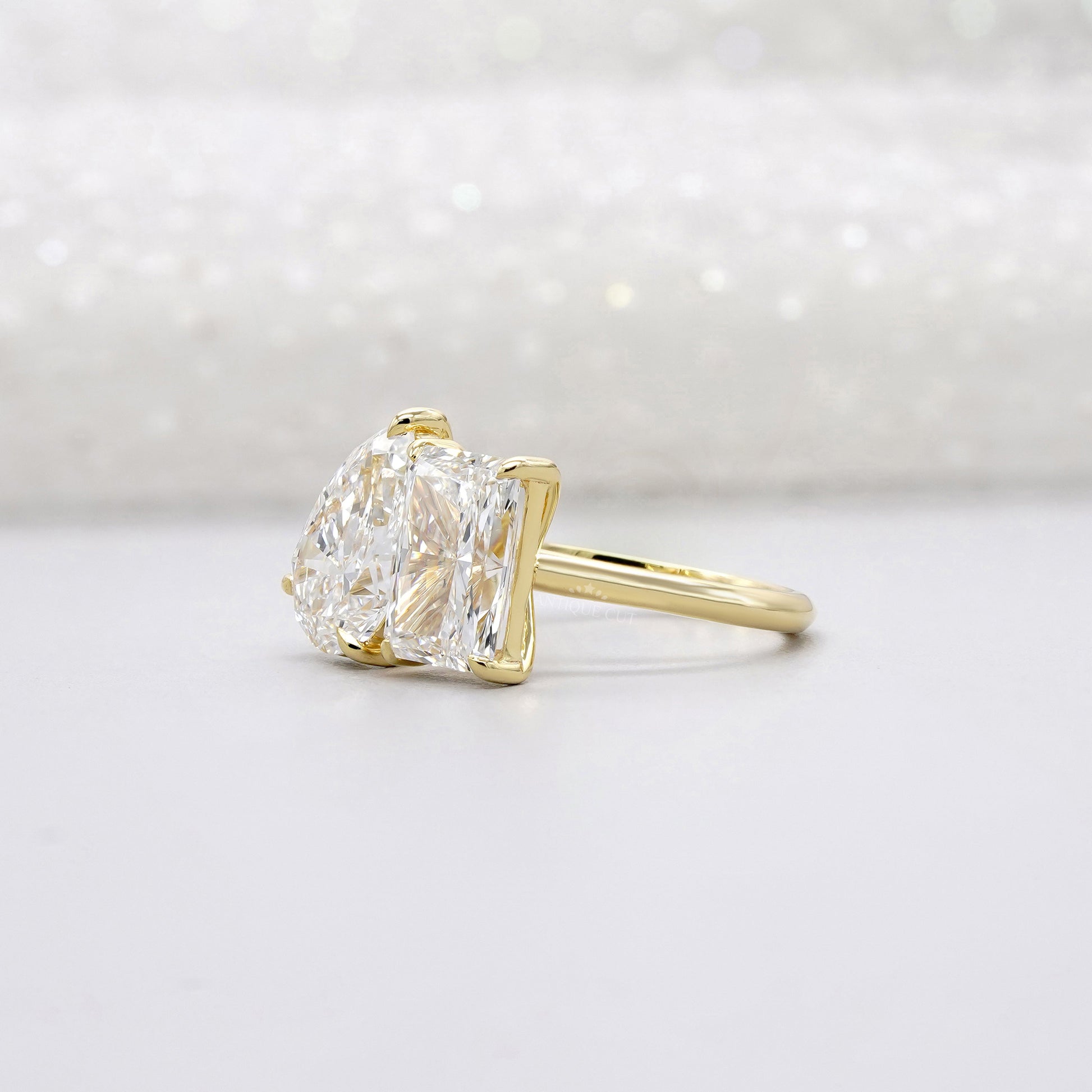 Pear & Radiant 5.30tcw Lab Grown Diamond Toi et Moi Engagement Ring | Yellow Gold | IGI Certified