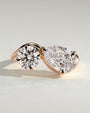 Rose :: Oraventa round and pear toi et moi lab grown diamond engagement ring IGI certified rose gold