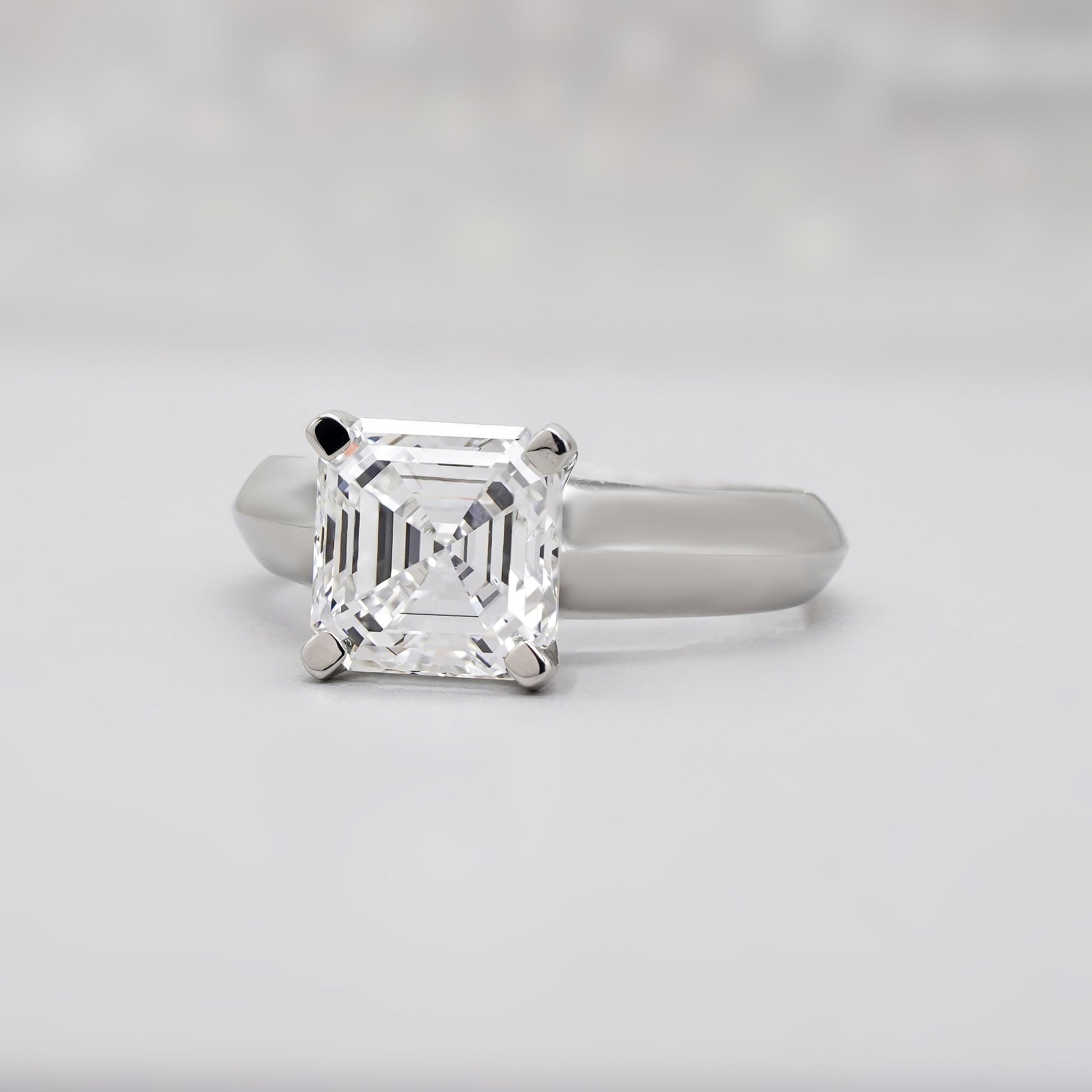 Asscher 2.00ct Lab Grown Diamond Engagement Ring | Halo Pave Setting | IGI Certified | White Gold | D-E-F Color | VVS-VS Clarity