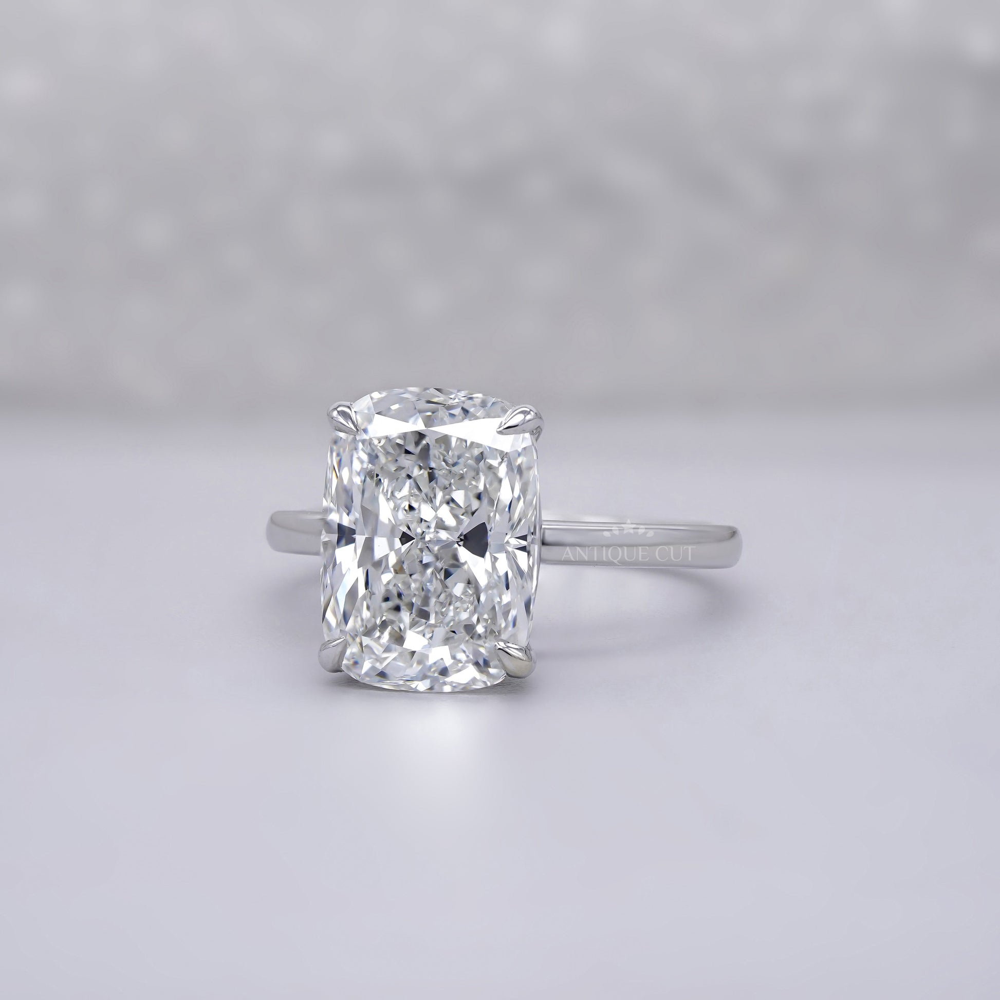 Elongated Cushion 7.00ct Lab Grown Diamond Solitaire Ring in White Gold | IGI Certified