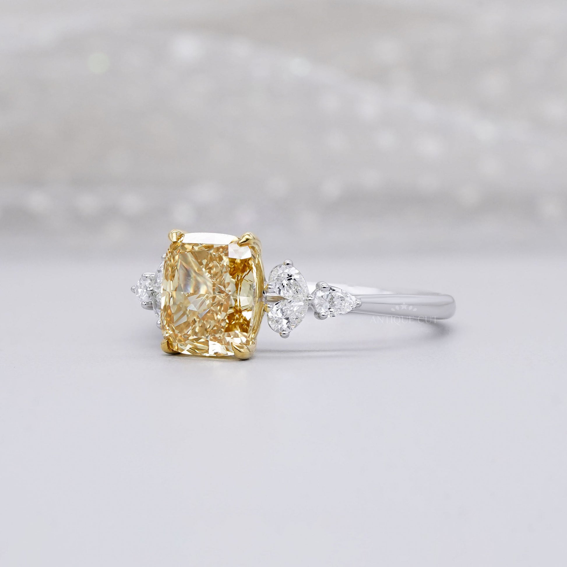 Cushion 3.20tcw Lab Diamond Engagement Ring | 2.5ct Center | IGI Certified | VVS–VS | White Gold