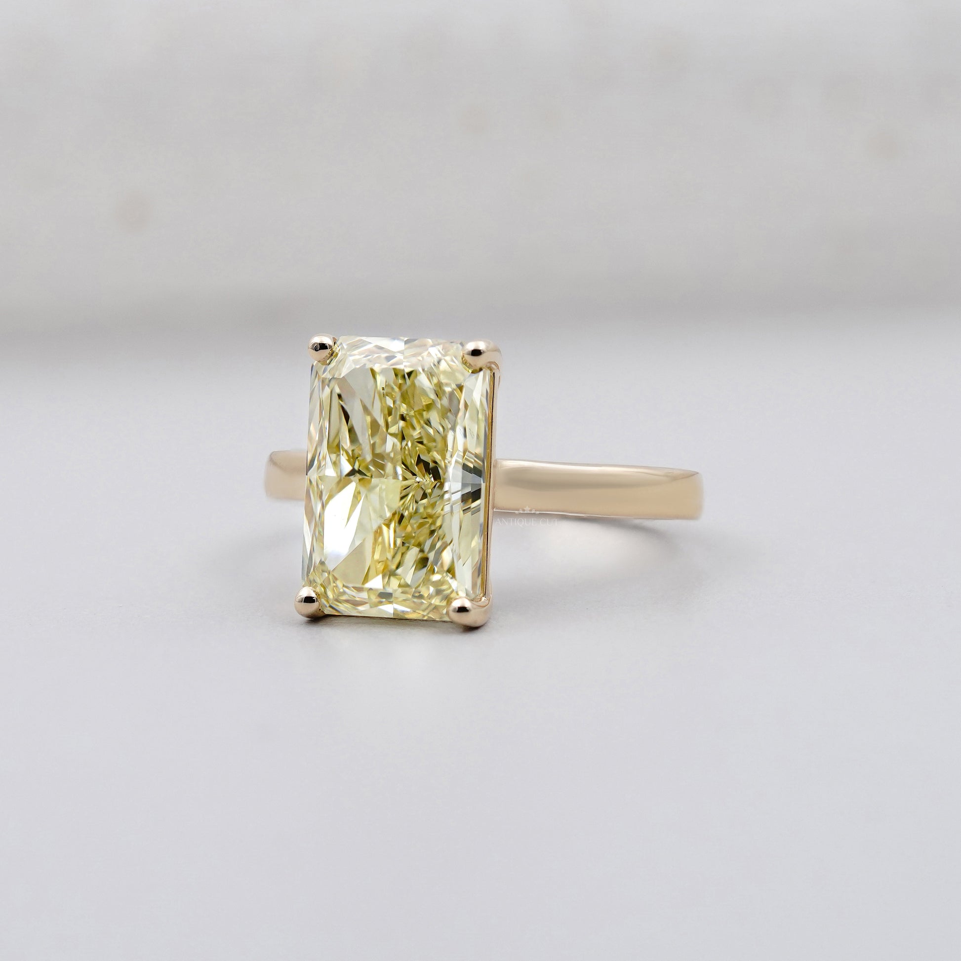 4.50ct Yellow Radiant Cut Solitaire Engagement Ring | Fancy Yellow Diamond Ring | Gold Radiant Engagement Ring | Classic Statement Ring