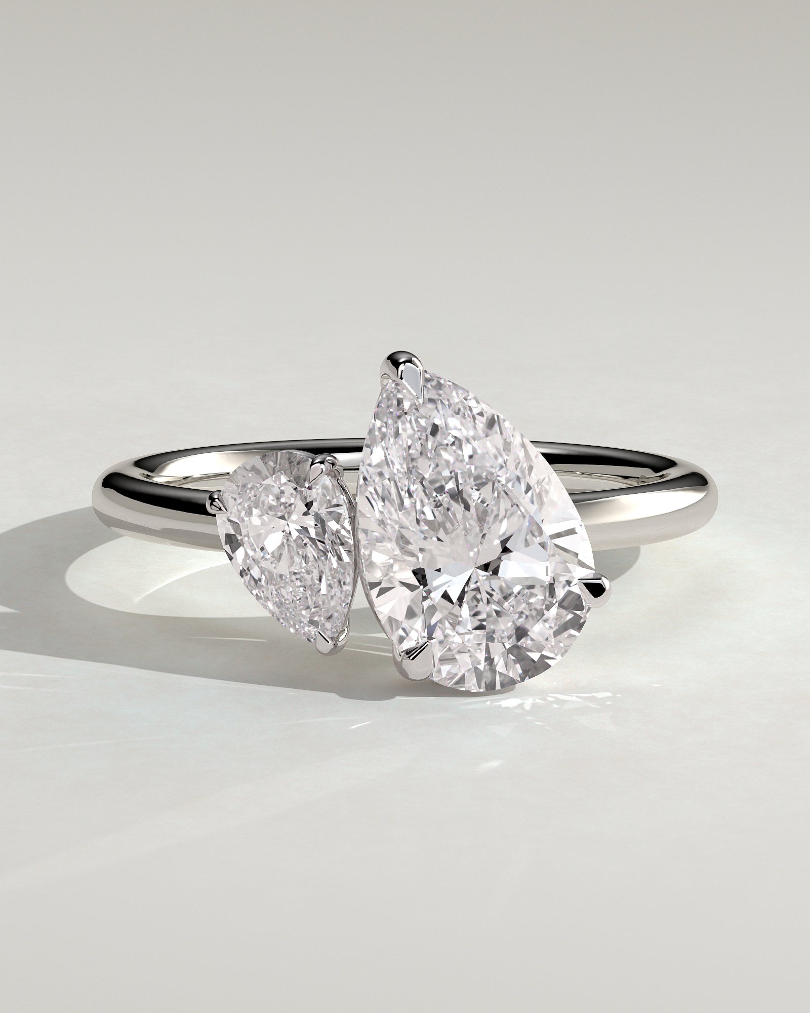 White :: Serentique 0.5ct and 1.25ct pear toi et moi lab grown diamond engagement ring IGI certified white gold