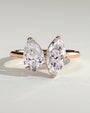 Rose :: Velanique 1.8ct pear and 1.5ct marquise toi et moi lab grown diamond engagement ring IGI certified rose gold