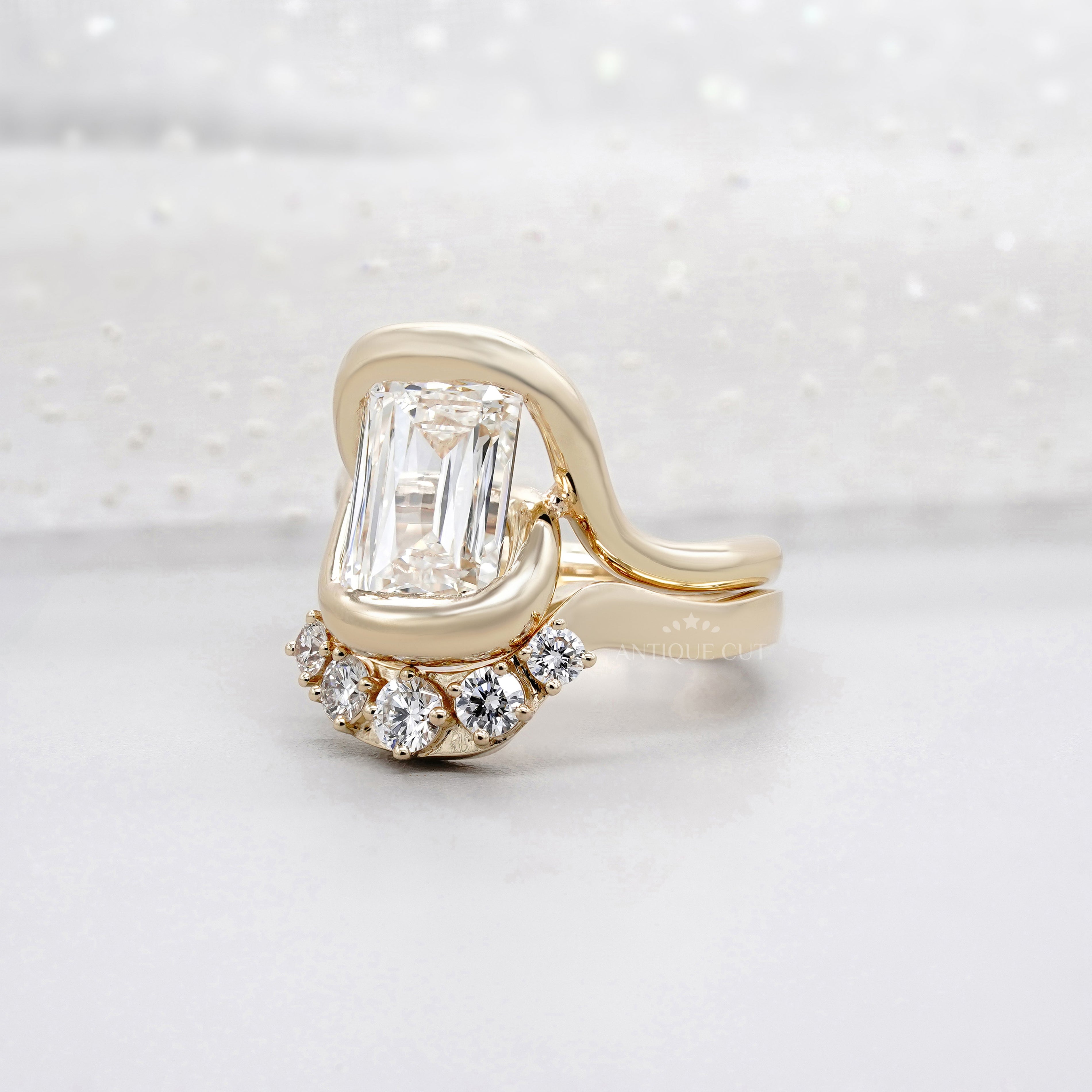 Emerald 6.70tcw Lab Grown Diamond Criss-Cut Engagement Ring | IGI Certified